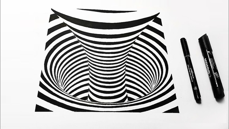 3D Drawing Teleport Black Hole Optical Illusion