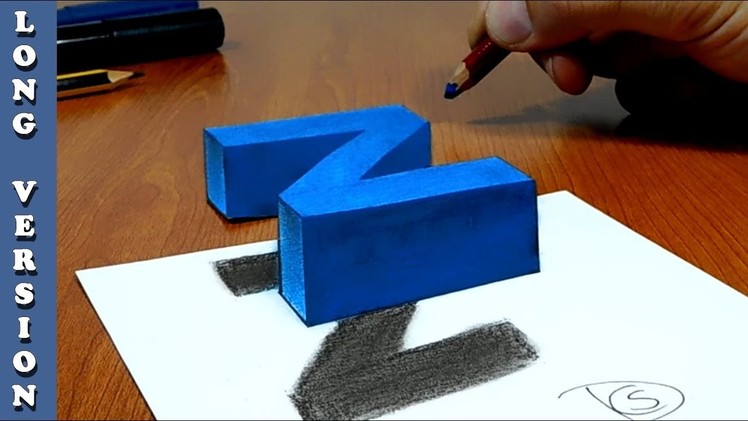 3D Trick Art on Paper Floating letter Z, Long Version