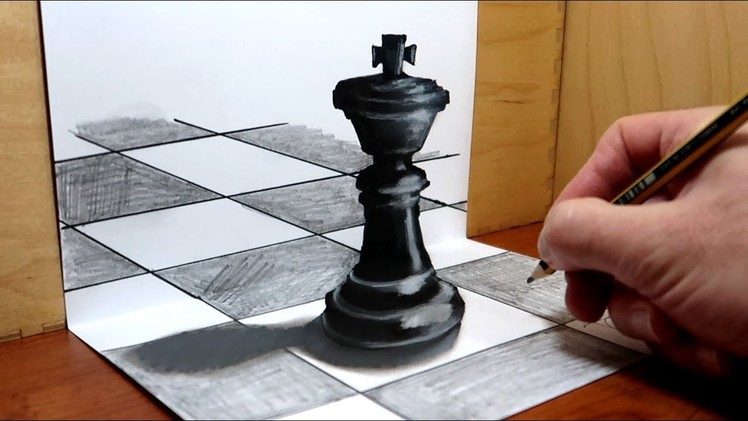 3D Trick Art on Paper   King of Chess