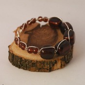 Beaded Wire Bracelet Tigers Eye Brown Round Beads Accessories Handmade Jewelry