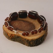 Beaded Wire Bracelet Tigers Eye Brown Round Beads Accessories Handmade Jewelry