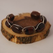Beaded Wire Bracelet Tigers Eye Brown Beads Accessories Handmade Small Sized