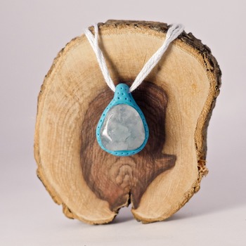 Blue Stone Necklace Quartz Stone Fimo Jewellery Accessories Handmade Jewelry