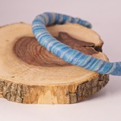 Blue White Bracelet Striped Glitter Fimo Accessories Handmade Bangle Jewelry