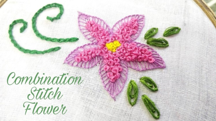 Combination Stitch Flower Work (Various Hand Embroidery Stitches)