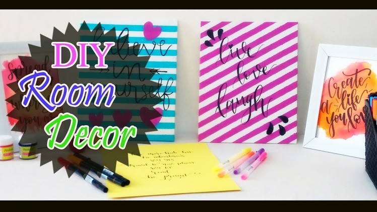 DIY : EASY & INEXPENSIVE ROOM DECOR IDEAS | Canvas Art and Calligraphy Styles