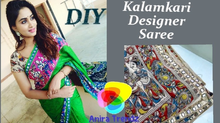 DIY Make your own Designer Saree at Home. Pagal Nilavu Sneha Inspired Kalamkari Saree