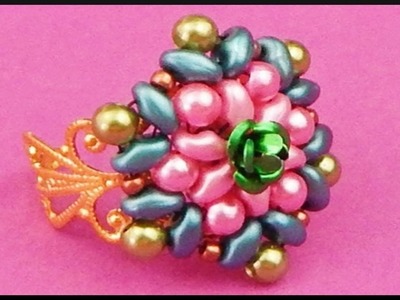 DIY | Perlen Blumen Ring | Beaded flower. rose ring | Twin bead beadwork jewelry