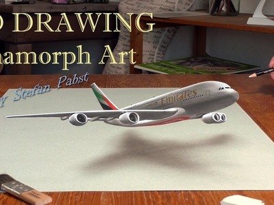 Drawing a Plane. 3D Trick Art #Emirates #A380 #EmiratesA380