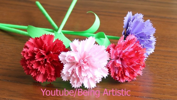 Easy way  To Make Carnation Paper flower -  DIY - Paper Craft