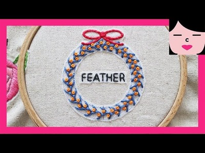 Feather stitch hand embroidery stitch sampler 8. 페더스티치 프랑스자수 스티치북