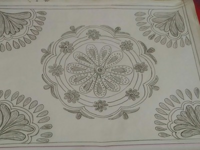 Floral Nakshi Kantha design tutorial step by step for beginners_54(part_2).Bed sheet design