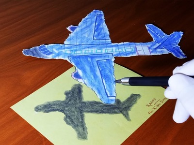 FOR KIDS : I Miss Drawing As A Kid!!! Speed Drawing of an airplane on paper  | Dessin 3d rapide