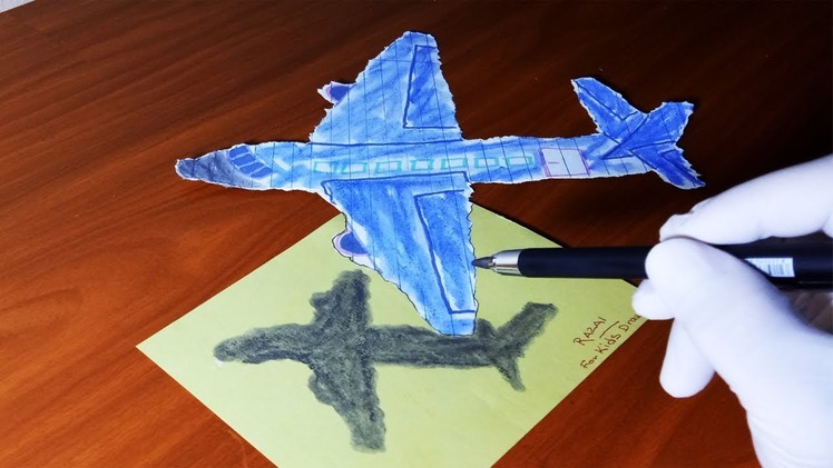 FOR KIDS : I Miss Drawing As A Kid!!! Speed Drawing of an airplane on paper  | Dessin 3d rapide