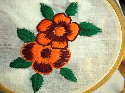 Hand Embroidery Button hole Stitch Flower Designby Amma Arts