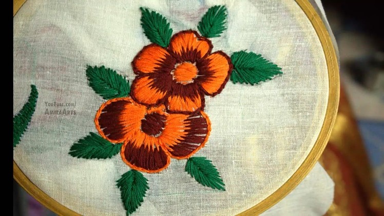 Hand Embroidery Button hole Stitch Flower Designby Amma Arts