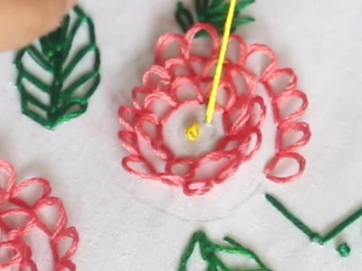 Hand Embroidery: Flower with Whipped Back Stitch.Loop Stitch