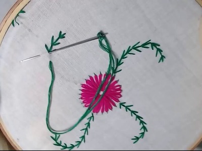 Hand Embroidery Fly Stitch for flower design.