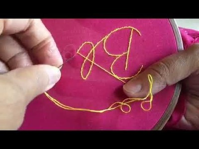 Hand embroidery for beginners-stem stitch lettering (left handed)