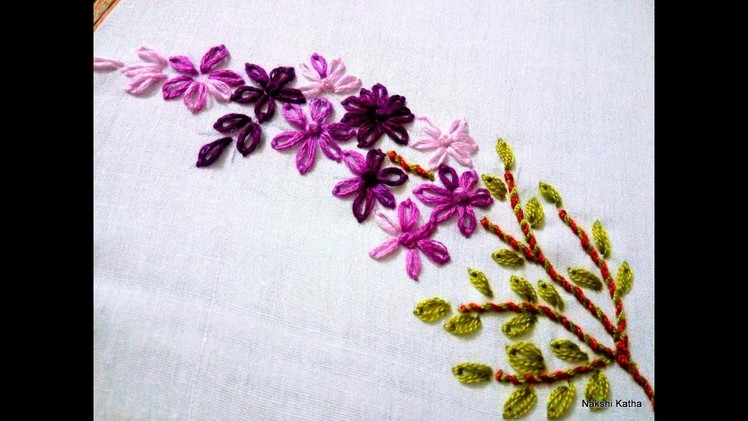 Hand Embroidery:Lazy daisy stitch by Nakshi katha