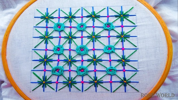 Hand embroidery net stitch design|basic embroidery stitch for beginners
