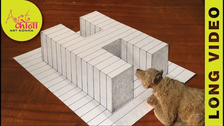 How To Draw 3d latter H - 3D Illusion - Very Easy 3D Trick Art paper - LONG VIDEO -