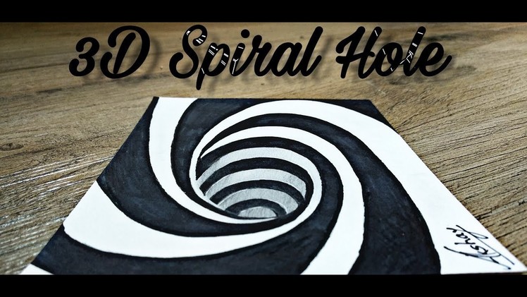 How To Draw A 3D Spiral Hole Drawing - 3D Trick Art On Paper - Optical illusion - Art Maker Akshay
