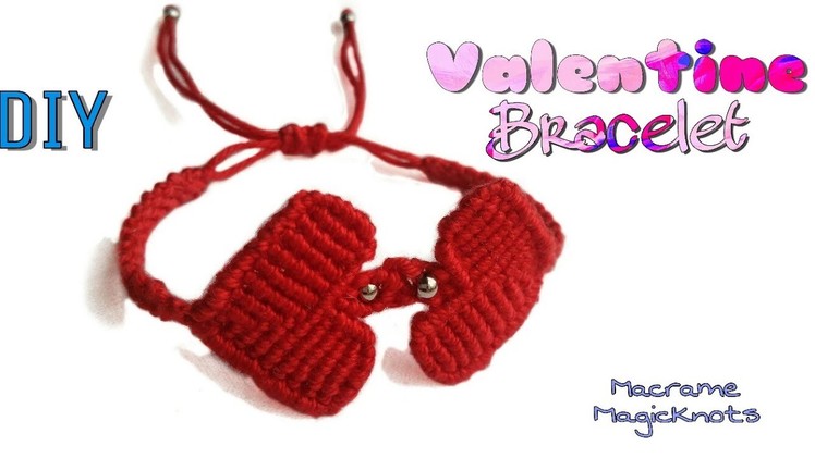 How to Macrame Double Heart Bracelet DIY