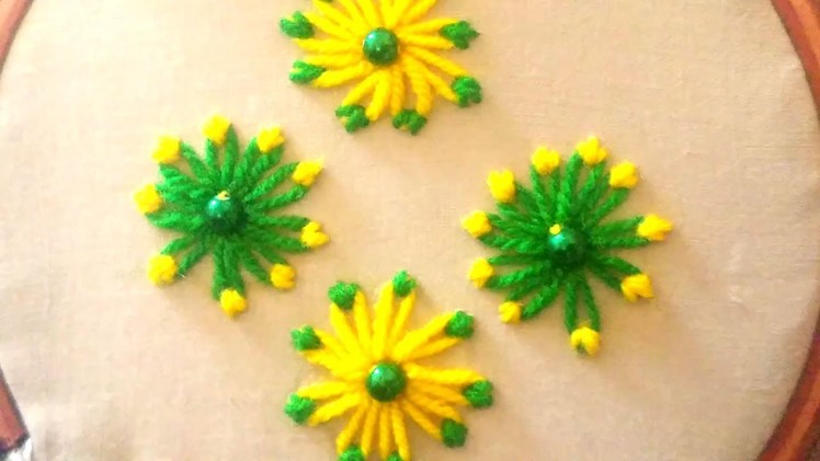 Lazy Daisy Double Colour Thread Flower Stitch||Hand Embroidery
