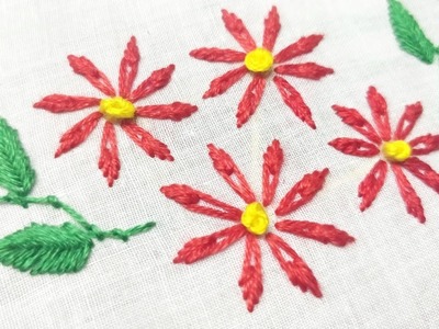 Lazy Daisy Variant Flower (Hand Embroidery Work)