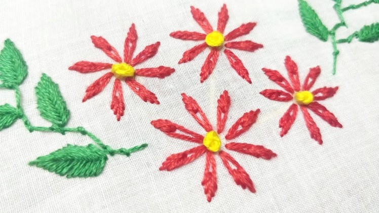 Lazy Daisy Variant Flower (Hand Embroidery Work)