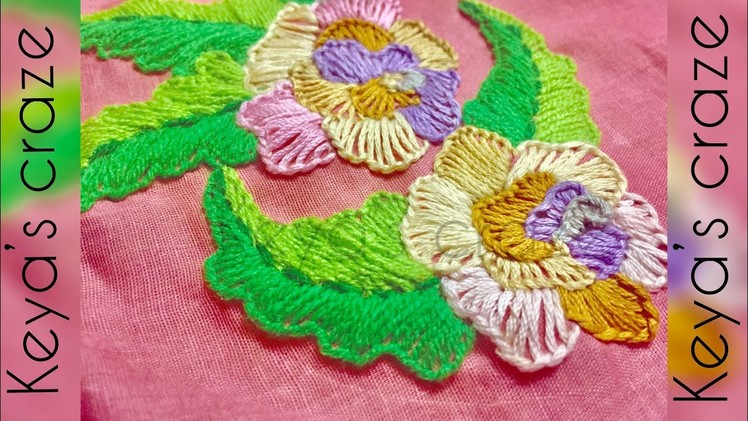 New hand embroidery design 2018 | Rose hand embroidery with blanket stitch | Keya’s craze