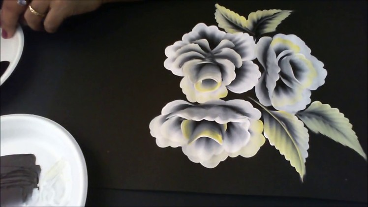 One stroke Painting- White On Black 3D Roses