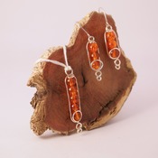 Orange Necklace Earrings Crystal Effect Beads Silver Wire Accessories Handmade