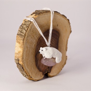 Polar Bear Necklace Animal Quartz Jewellery Accessories Handmade Wildlife Nature