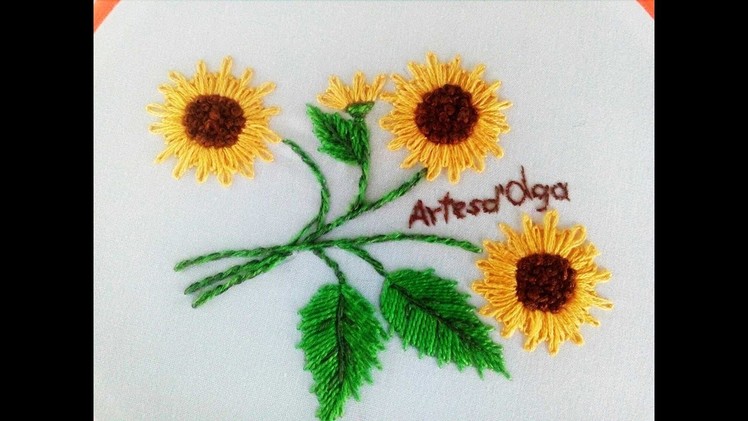 Sunflower Embroidery  | Lazy Daisy Stitch | DIY Hand Embroidery | Girasoles | Bordado a mano