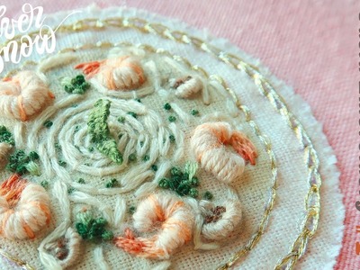 [프랑스 자수] 파스타 자수 1편 pasta hand embroidery #1. 음식자수 food embroidery tutorial