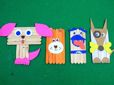 5 Easy Popsicle Stick Crafts | Simple & Cute Puppies or Dogs Toys for Kids