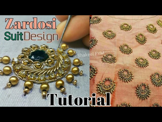 Aari Work Suit Design Tutorial | Zardosi work design | Embroidery Work