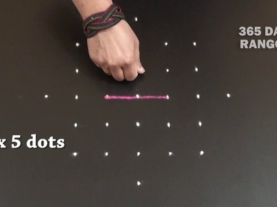 Beginners padi kolam disign with dots, simple and easy* Daily padi kolam design with 5 dots