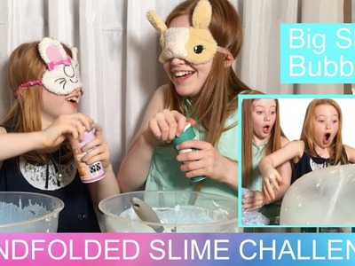 BLINDFOLDED Slime Challenge | Making Slime Blindfolded | BIG Slime Bubbles | Ruby and Raylee