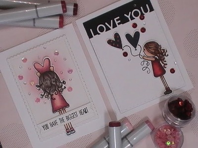Clean & Simple Valentines Day Cards. SSS Lila's Heart Stamp Set. C&CT