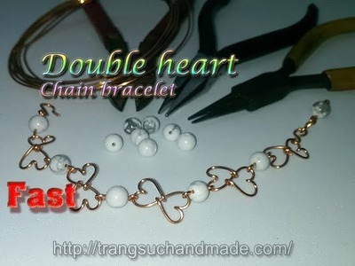 Double heart Chain bracelet for valentine's day - Fast version 313