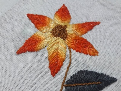 Fly stitch Tutorial I Autumn stitching I Fall embroidery pattern I IKEA Tea towel - abitofstyling