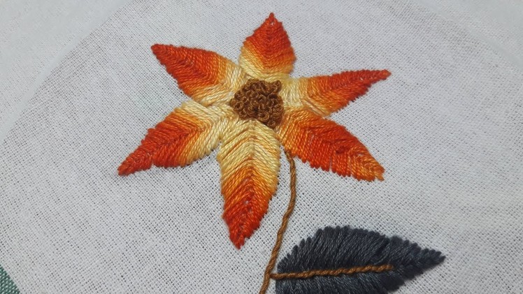 Fly stitch Tutorial I Autumn stitching I Fall embroidery pattern I IKEA Tea towel - abitofstyling