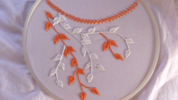 Hand embroidery. Boat neck design for dresses and blouses. Hand embroidery stitches.