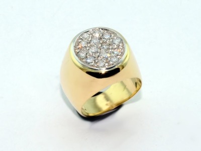 Handmade ring for little finger 18KT gold with diamonds
