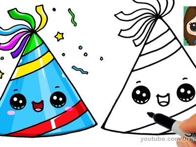 How to Draw a Party Hat Easy and Cute