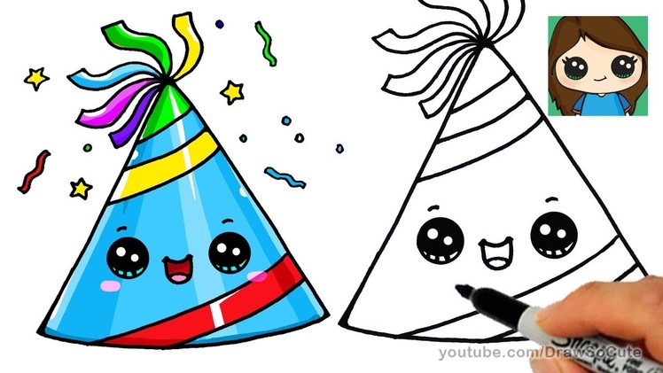 How to Draw a Party Hat Easy and Cute