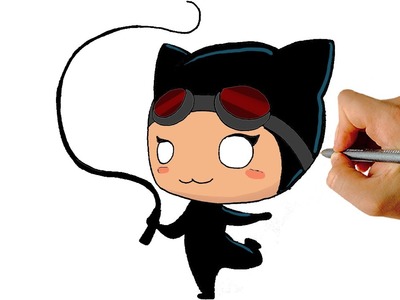 How to Draw Cat Woman Chibi from DC Heroes Easy Step by Step